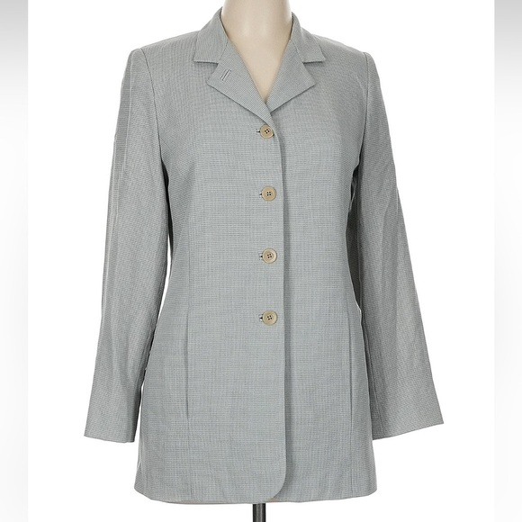 Vintage Alex Garfield & Marks Women’s Long Blazer Jacket Gray Tailored Size 6 S - Picture 1 of 6
